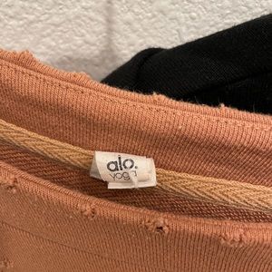 Alo cropped distressed sweatshirt small rust and black